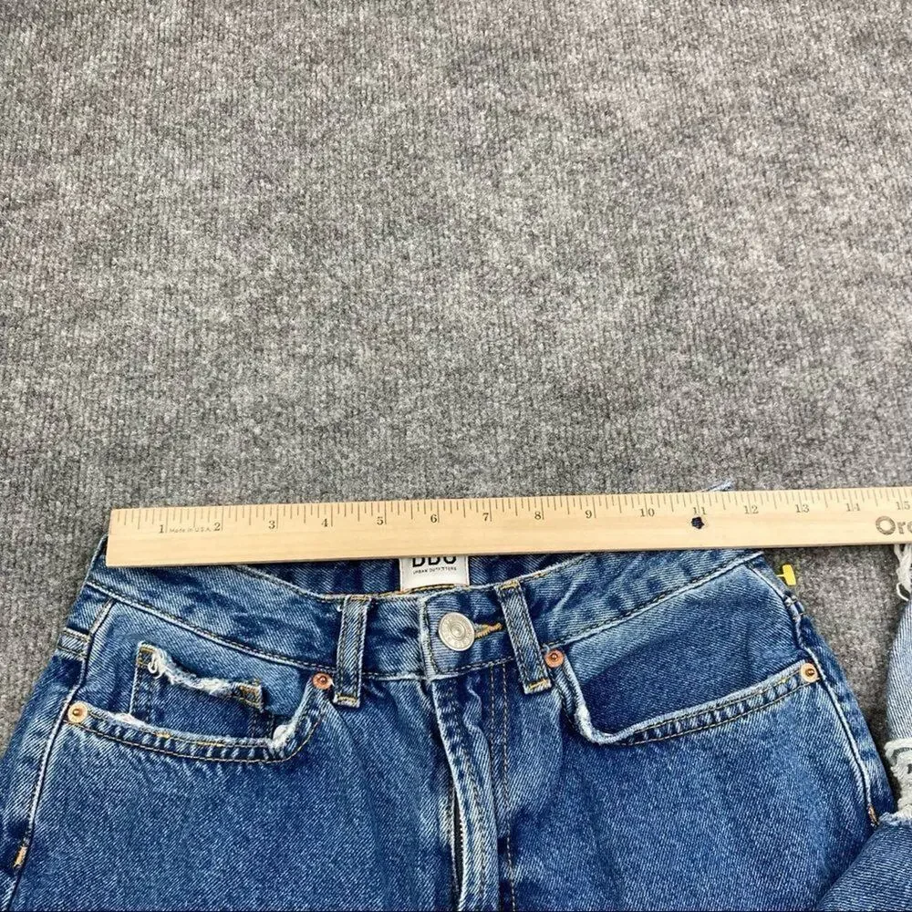 BDG Jeans Womens Size 25 Blue Distressed High Rise Mom Denim Straight Leg Good